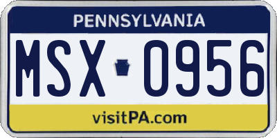 PA license plate MSX0956