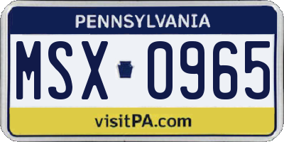PA license plate MSX0965