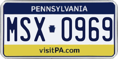 PA license plate MSX0969