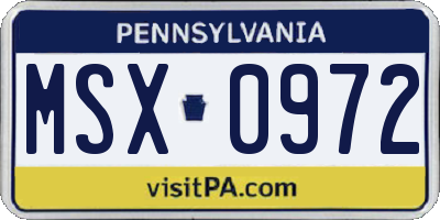 PA license plate MSX0972