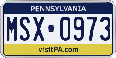 PA license plate MSX0973