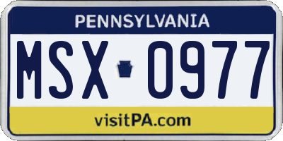 PA license plate MSX0977