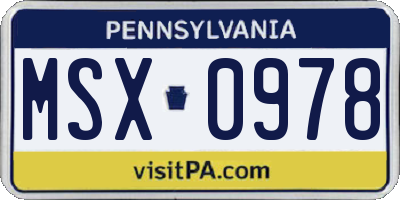 PA license plate MSX0978
