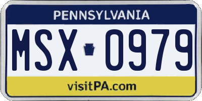 PA license plate MSX0979