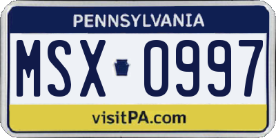 PA license plate MSX0997