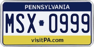 PA license plate MSX0999