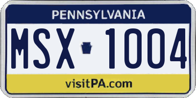 PA license plate MSX1004