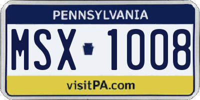 PA license plate MSX1008