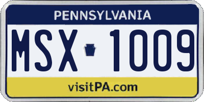 PA license plate MSX1009