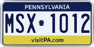 PA license plate MSX1012