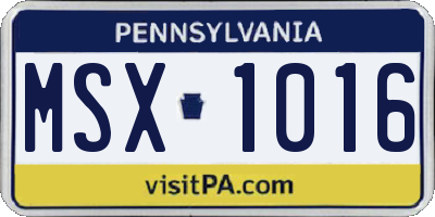 PA license plate MSX1016