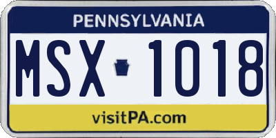 PA license plate MSX1018