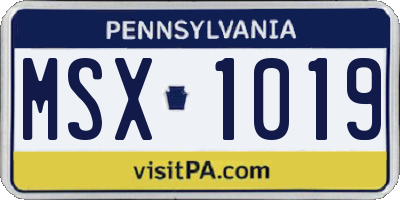 PA license plate MSX1019