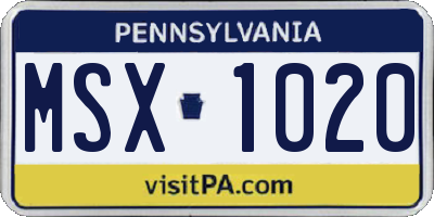 PA license plate MSX1020