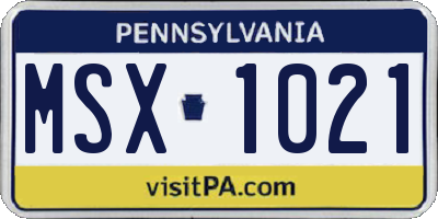 PA license plate MSX1021