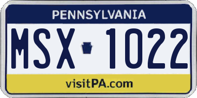 PA license plate MSX1022