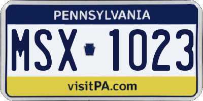 PA license plate MSX1023