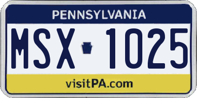 PA license plate MSX1025