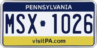 PA license plate MSX1026