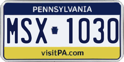 PA license plate MSX1030