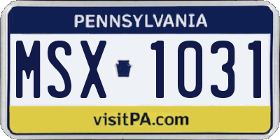 PA license plate MSX1031
