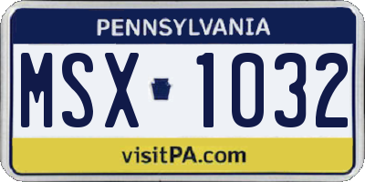 PA license plate MSX1032