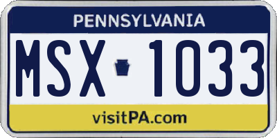 PA license plate MSX1033
