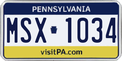 PA license plate MSX1034