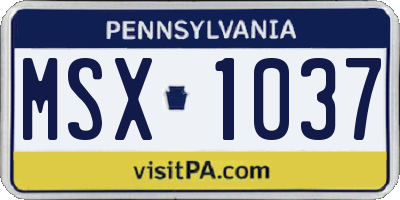 PA license plate MSX1037