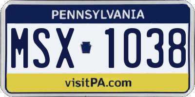 PA license plate MSX1038