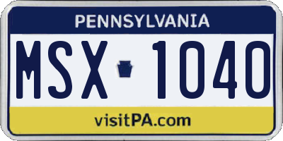 PA license plate MSX1040