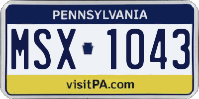 PA license plate MSX1043
