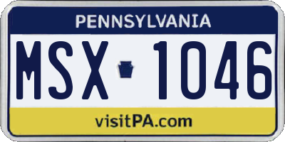 PA license plate MSX1046