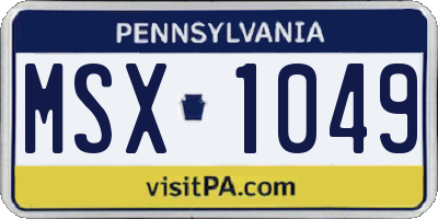 PA license plate MSX1049