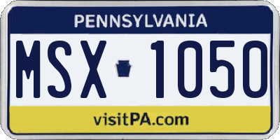 PA license plate MSX1050