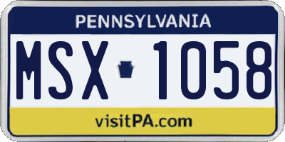 PA license plate MSX1058
