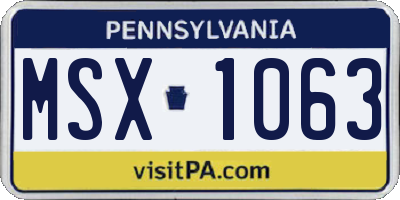 PA license plate MSX1063