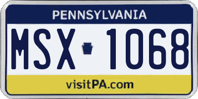 PA license plate MSX1068