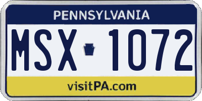 PA license plate MSX1072