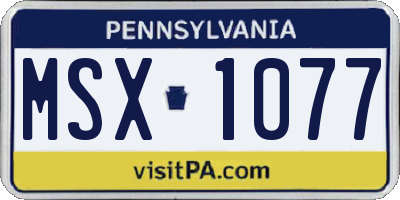 PA license plate MSX1077