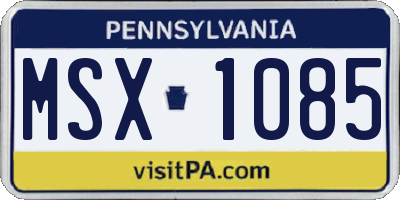 PA license plate MSX1085
