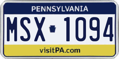 PA license plate MSX1094