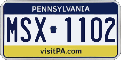 PA license plate MSX1102