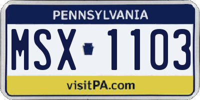PA license plate MSX1103
