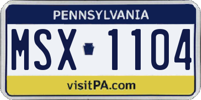 PA license plate MSX1104