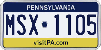 PA license plate MSX1105