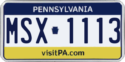 PA license plate MSX1113