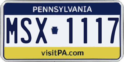 PA license plate MSX1117