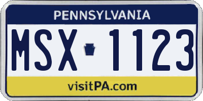 PA license plate MSX1123