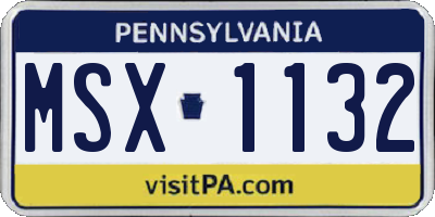 PA license plate MSX1132